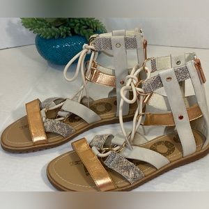 Sorel ELLA lace up sandals natural size 6 1/2 gladiator style